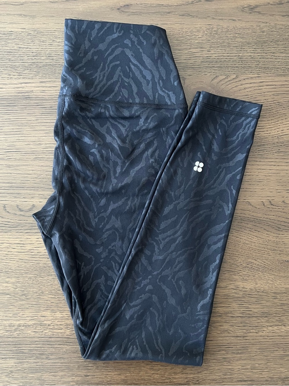 Sweaty Betty All Day Leggings Black Animal Zebra Print Full Length Like New